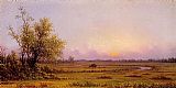 Martin Johnson Heade Canvas Paintings - Sunset Marsh also known as Sinking Sun